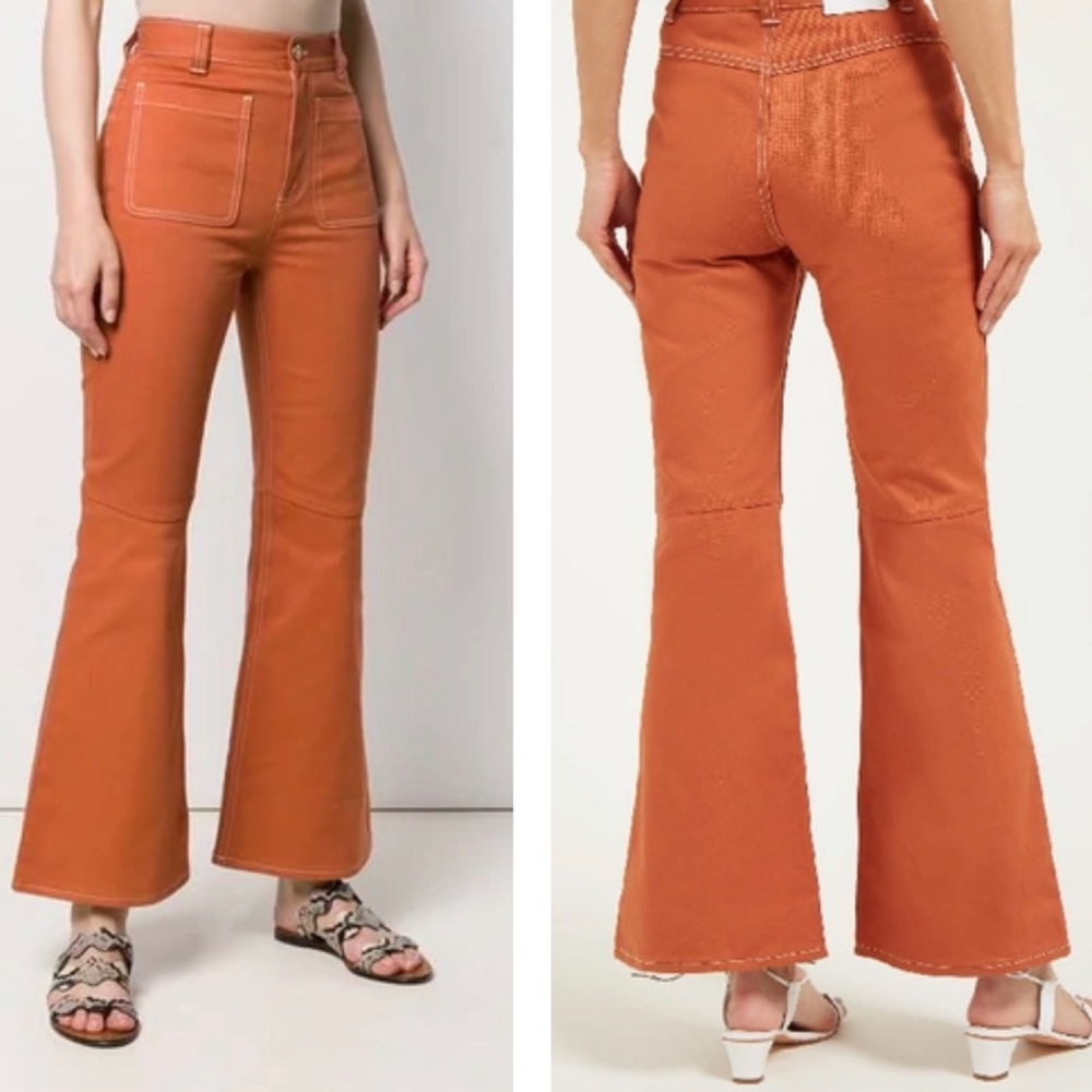 SEE BY CHLOÉ - Contrast stitch flared trousers Auburn Orange, S/M